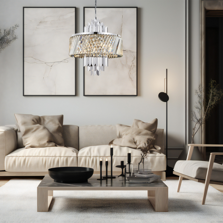 Lampa sufitowa wisząca żyrandol MARGOT CHROME 9xE14 ML0410 Milagro 9x E14 55cm nowoczesna oprawa oświetleniowa okrągła kryształy kryształ chrom zwis Inspiracje Premium