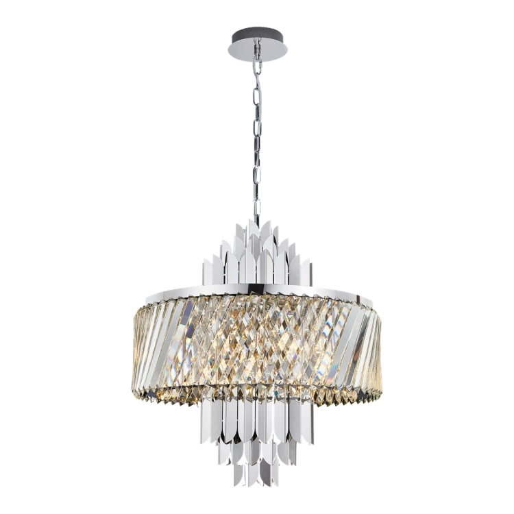 Lampa sufitowa wisząca żyrandol MARGOT CHROME 9xE14 ML0410 Milagro 9x E14 55cm nowoczesna oprawa oświetleniowa okrągła kryształy kryształ chrom zwis Inspiracje Premium