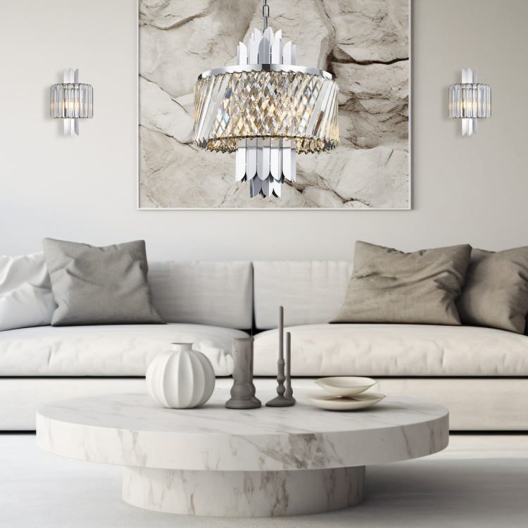 Lampa ścienna Kinkiet MARGOT CHROME 2xE14 ML0412 Milagro 2x E14 nowoczesna oprawa oświetleniowa okrągła kryształy kryształ szkło chrom podwójny Inspiracje Premium