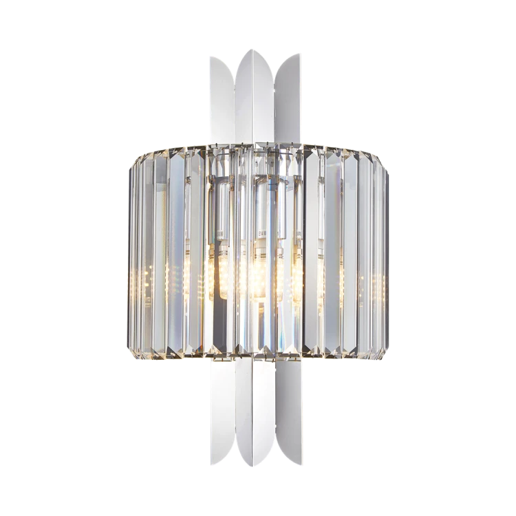 Lampa ścienna Kinkiet MARGOT CHROME 2xE14 ML0412 Milagro 2x E14 nowoczesna oprawa oświetleniowa okrągła kryształy kryształ szkło chrom podwójny Inspiracje Premium
