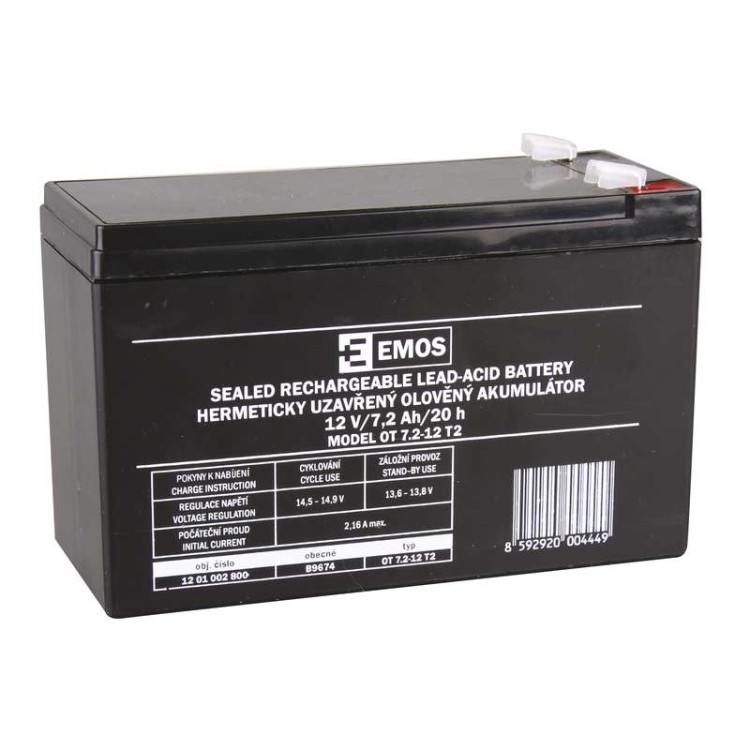 Akumulator do zasilaczy awaryjnych UPS EZS AGM 12V 7,2Ah F6,3 B9674 Emos