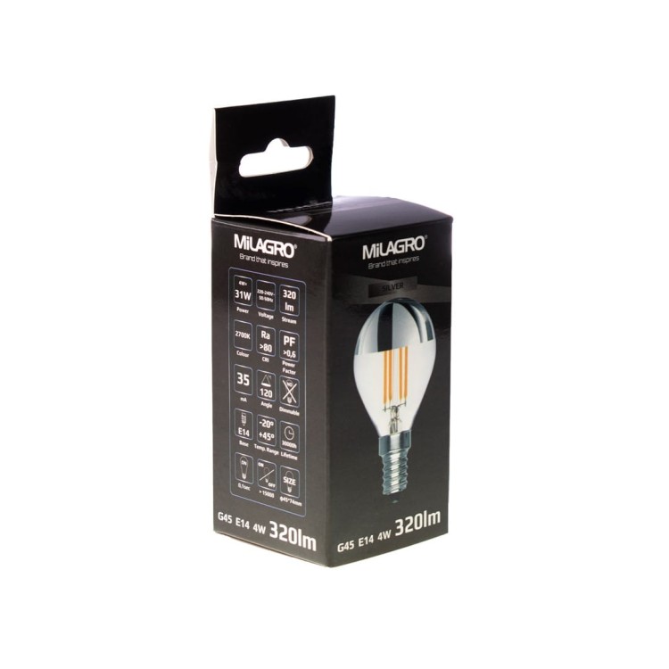 Żarówka Filamentowa LED 4W G45 E14 2700K TOP SILVER ML1373 Milagro