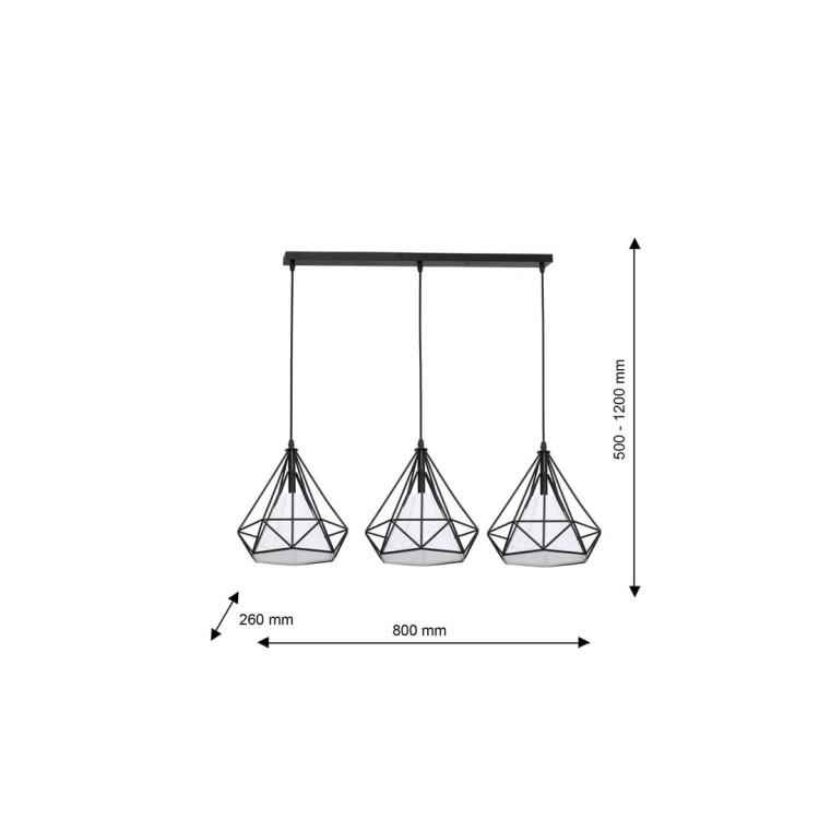 Lampa Wisząca TRIANGOLO 3xE27 ML162 Milagro
