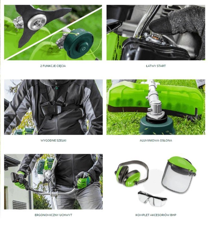 Kosa spalinowa Podkaszarka 1.2 kW szerokość koszenia 255-460 mm 50G491 Verto