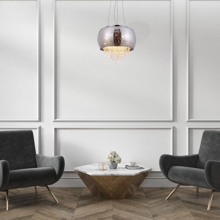 Lampa sufitowa wisząca żyrandol STARLIGHT 3xE14 ML241 Milagro 3x E14 nowoczesna oprawa oświetleniowa okrągła kryształy kryształ szkło chrom zwis Inspiracje Premium