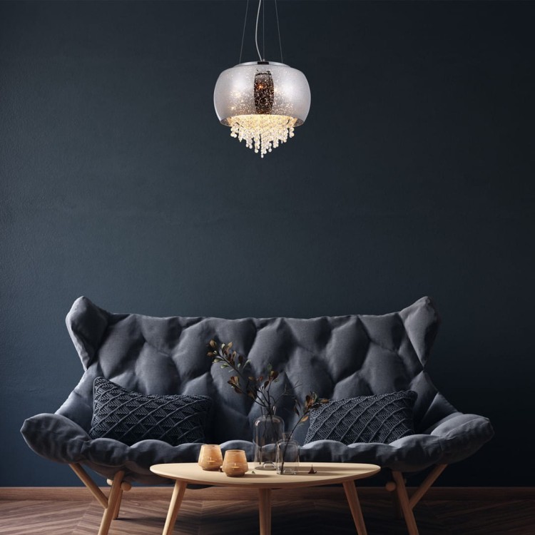 Lampa sufitowa wisząca żyrandol STARLIGHT 3xE14 ML241 Milagro 3x E14 nowoczesna oprawa oświetleniowa okrągła kryształy kryształ szkło chrom zwis Inspiracje Premium