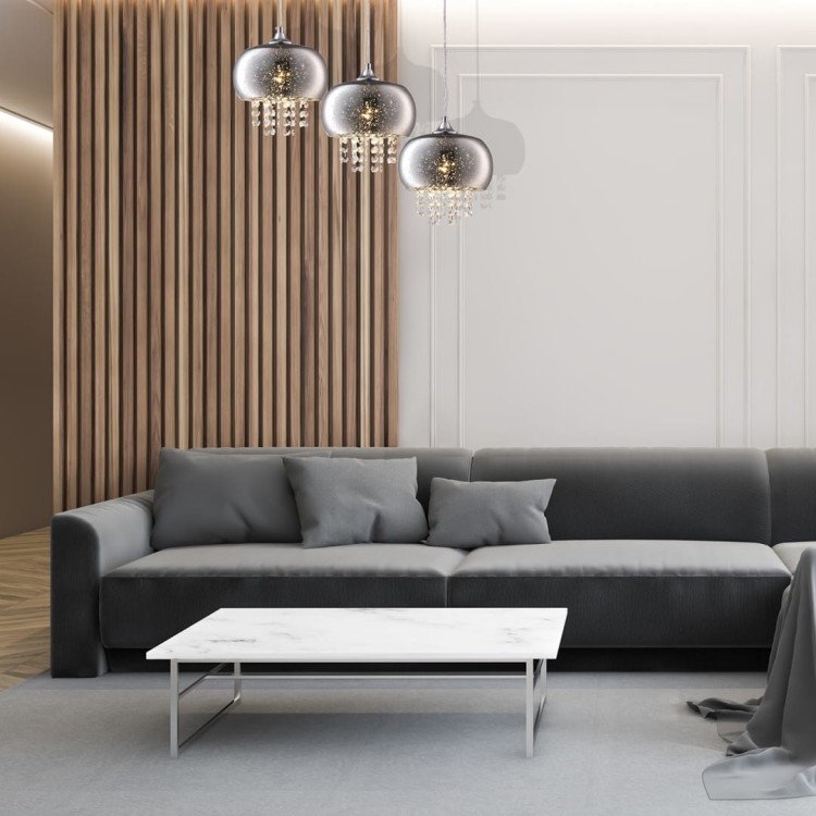 Lampa sufitowa wisząca żyrandol STARLIGHT 3xE14 ML3787 Milagro 3x E14 nowoczesna oprawa oświetleniowa okrągła kryształy kryształ szkło chrom zwis Inspiracje Premium