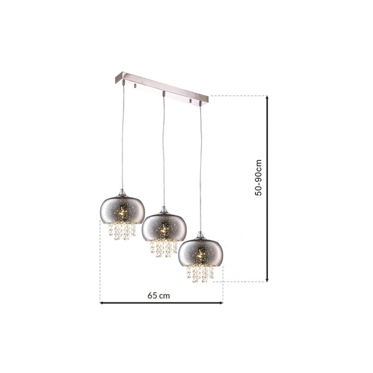 Lampa sufitowa wisząca żyrandol STARLIGHT 3xE14 ML3787 Milagro 3x E14 nowoczesna oprawa oświetleniowa okrągła kryształy kryształ szkło chrom zwis Inspiracje Premium