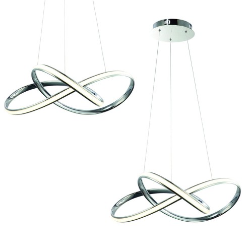 Lampa sufitowa wisząca fale Industrialna Loft WISZĄCA CAPPIO 36W LED ML3806 Milagro 4000K 60cm nowoczesna oprawa oświetleniowa wyginana metal żyrandol chrom zwis Inspiracje Premium