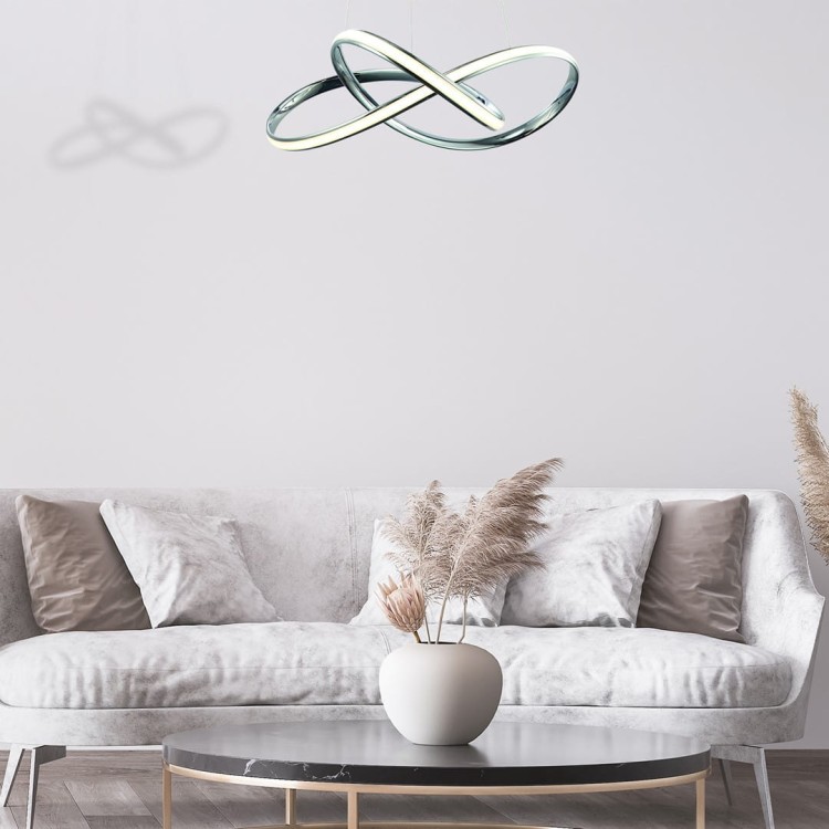 Lampa sufitowa wisząca fale Industrialna Loft WISZĄCA CAPPIO 36W LED ML3806 Milagro 4000K 60cm nowoczesna oprawa oświetleniowa wyginana metal żyrandol chrom zwis Inspiracje Premium