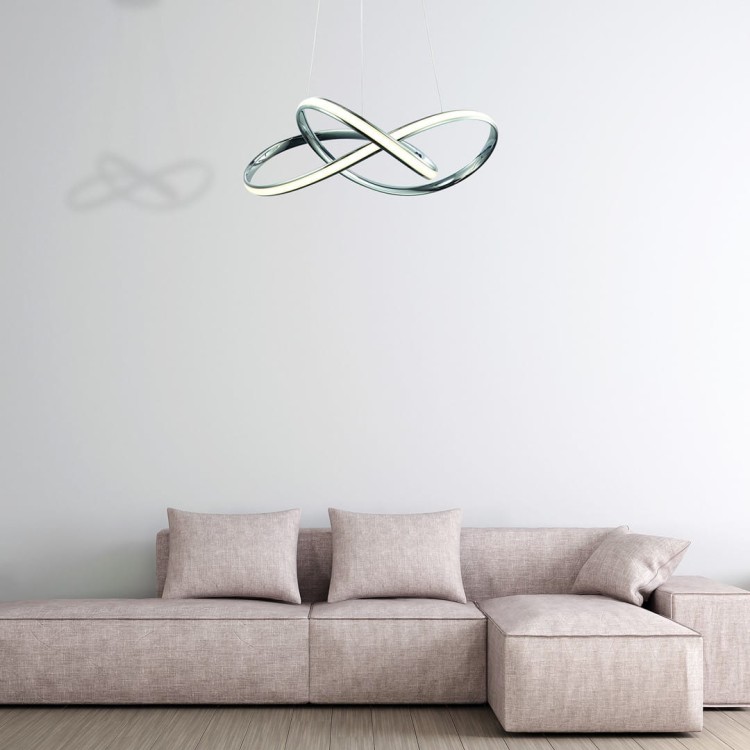 Lampa sufitowa wisząca fale Industrialna Loft WISZĄCA CAPPIO 36W LED ML3806 Milagro 4000K 60cm nowoczesna oprawa oświetleniowa wyginana metal żyrandol chrom zwis Inspiracje Premium