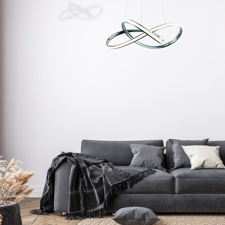 Lampa sufitowa wisząca fale Industrialna Loft WISZĄCA CAPPIO 36W LED ML3806 Milagro 4000K 60cm nowoczesna oprawa oświetleniowa wyginana metal żyrandol chrom zwis Inspiracje Premium