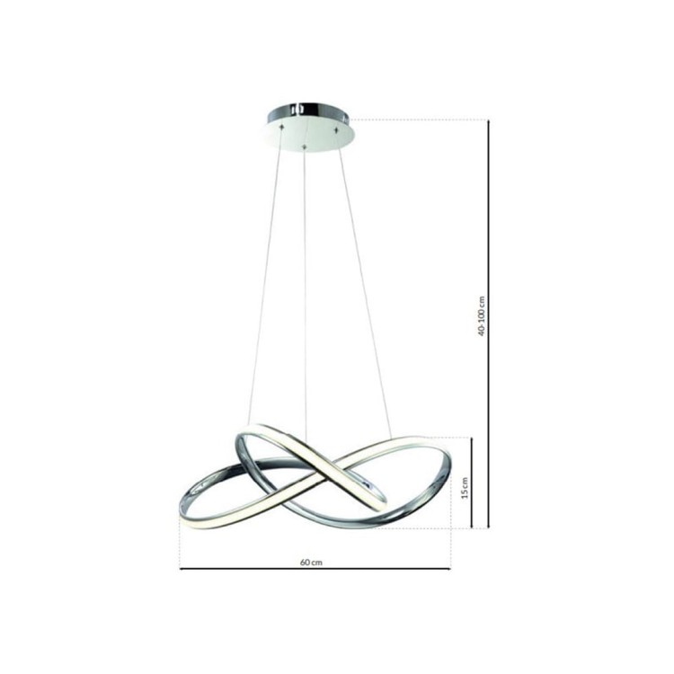 Lampa sufitowa wisząca fale Industrialna Loft WISZĄCA CAPPIO 36W LED ML3806 Milagro 4000K 60cm nowoczesna oprawa oświetleniowa wyginana metal żyrandol chrom zwis Inspiracje Premium
