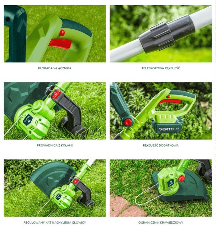 Kosa Podkaszarka Akumulatorowa VES 2x18V szerokość koszenia 250 mm Li-Ion 52G549 Verto