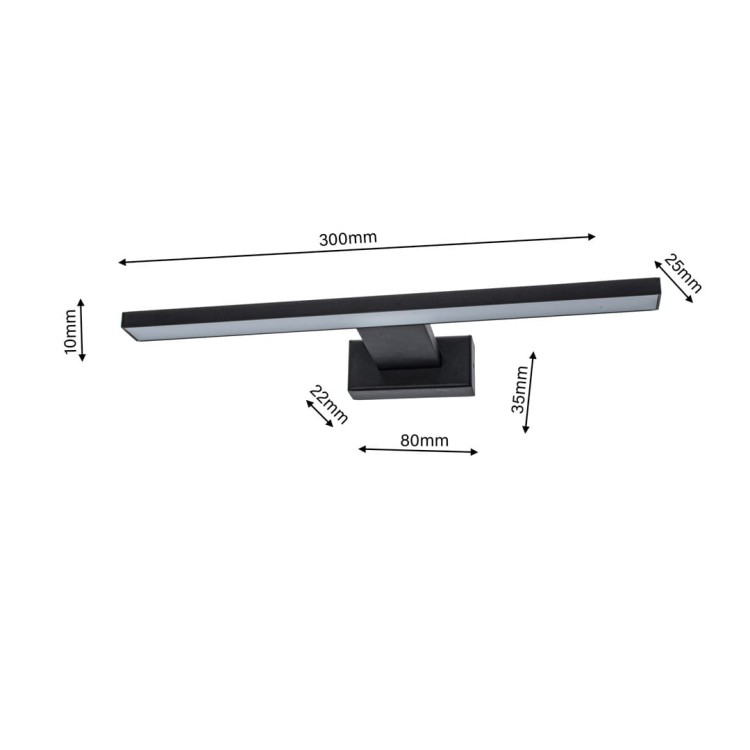 Kinkiet SHINE BLACK 30cm 7W LED ML4378 Milagro
