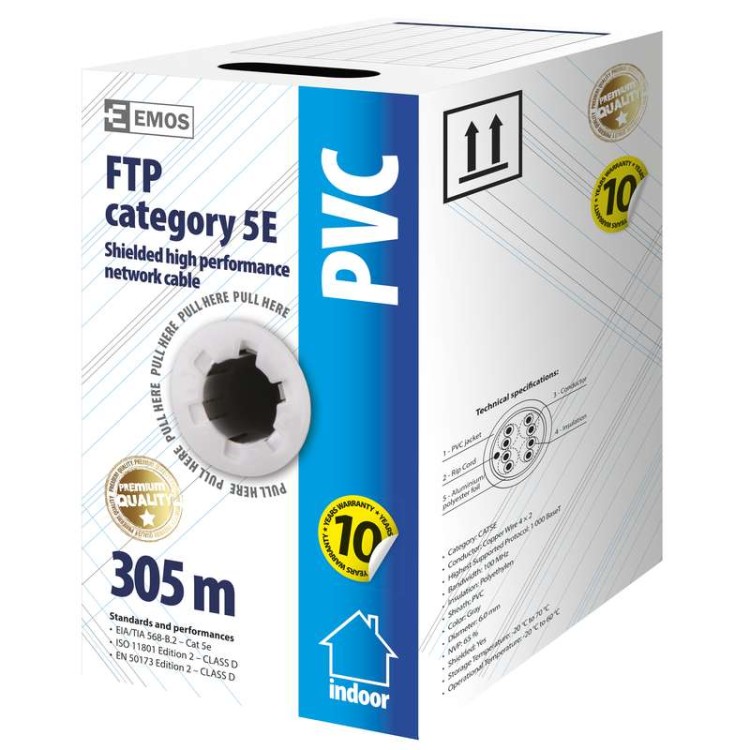 Kabel przewód Teleinformatyczny FTP kat.5e 4x2xAWG24 Cat5e 305m S9221 Emos