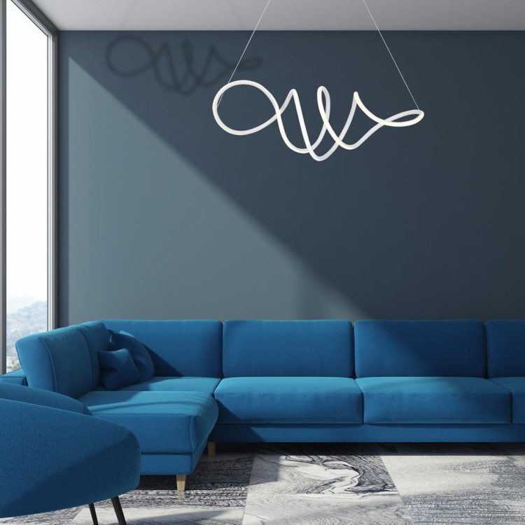 Lampa sufitowa wisząca fale Industrialna Loft LOCA WHITE 56W LED ML5491 Milagro 4000K 70cm nowoczesna oprawa oświetleniowa wyginana metal żyrandol biały biała zwis Inspiracje Premium