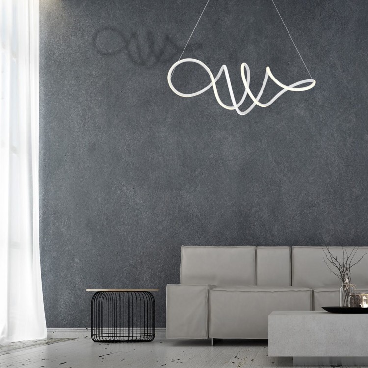 Lampa sufitowa wisząca fale Industrialna Loft LOCA WHITE 56W LED ML5491 Milagro 4000K 70cm nowoczesna oprawa oświetleniowa wyginana metal żyrandol biały biała zwis Inspiracje Premium