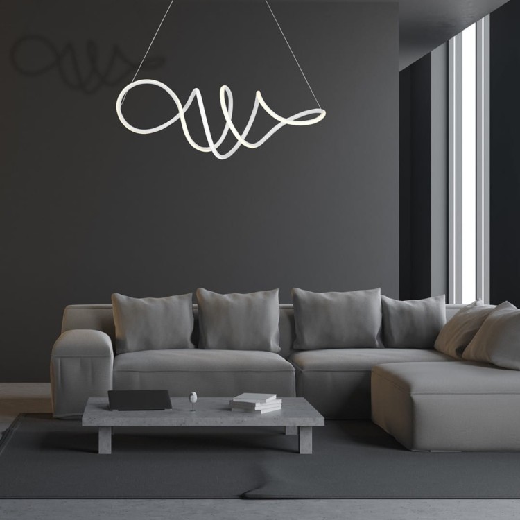 Lampa sufitowa wisząca fale Industrialna Loft LOCA WHITE 56W LED ML5491 Milagro 4000K 70cm nowoczesna oprawa oświetleniowa wyginana metal żyrandol biały biała zwis Inspiracje Premium