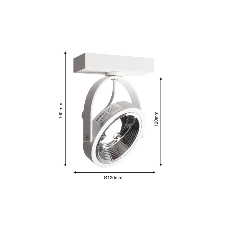 Oprawa natynkowa Lugar Biały 1xAR111 GU10 ML5703 Milagro