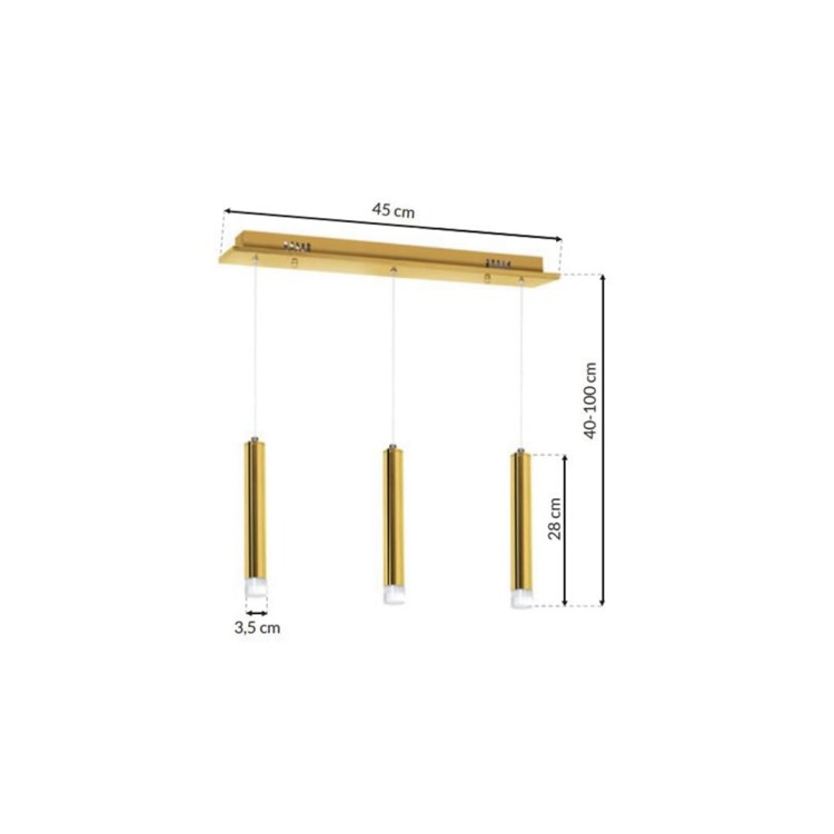 Lampa sufitowa wisząca natynkowa GOLDIE 3x5W LED ML5714 Milagro 4000K 45cm Spot oprawa oświetleniowa nowoczesna Industrialna Loft nawierzchniowa metal zwis barwa dzienna neutralna biała złoty złota Inspiracje Premium