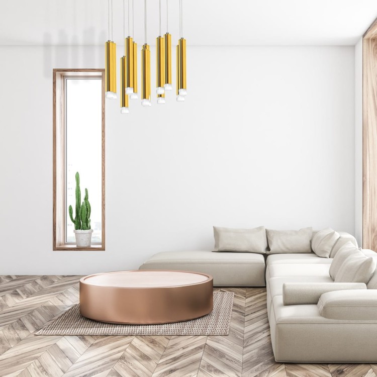 Lampa sufitowa wisząca natynkowa GOLDIE 12W LED ML5716 Milagro 4000K 45cm Spot oprawa oświetleniowa nowoczesna Industrialna Loft nawierzchniowa metal zwis barwa dzienna neutralna biała złoty złota Inspiracje Premium