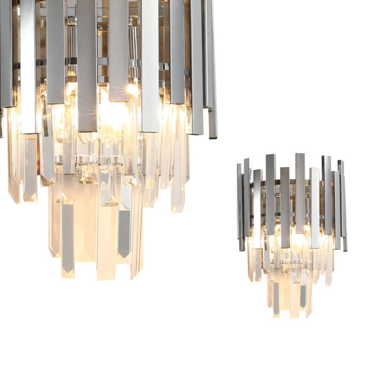 Lampa ścienna Kinkiet ASPEN CHROME 2xE14 ML5995 Milagro 2x E14 nowoczesna oprawa oświetleniowa okrągła kryształy kryształ szkło chrom podwójny Inspiracje Premium