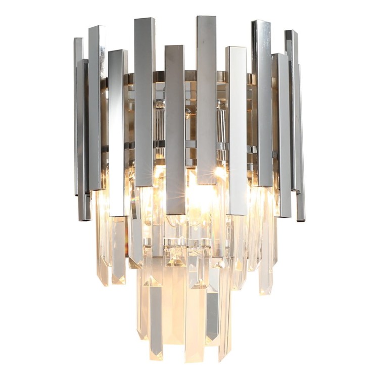 Lampa ścienna Kinkiet ASPEN CHROME 2xE14 ML5995 Milagro 2x E14 nowoczesna oprawa oświetleniowa okrągła kryształy kryształ szkło chrom podwójny Inspiracje Premium