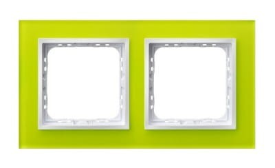 Ramka podwójna Prestige Limonka Szkło 4mm R-2YGC/60/00 Impresja OSPEL 2-podwójna szklana limonkowa