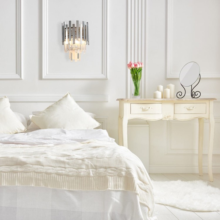 Lampa ścienna Kinkiet ASPEN CHROME 2xE14 ML5995 Milagro 2x E14 nowoczesna oprawa oświetleniowa okrągła kryształy kryształ szkło chrom podwójny Inspiracje Premium