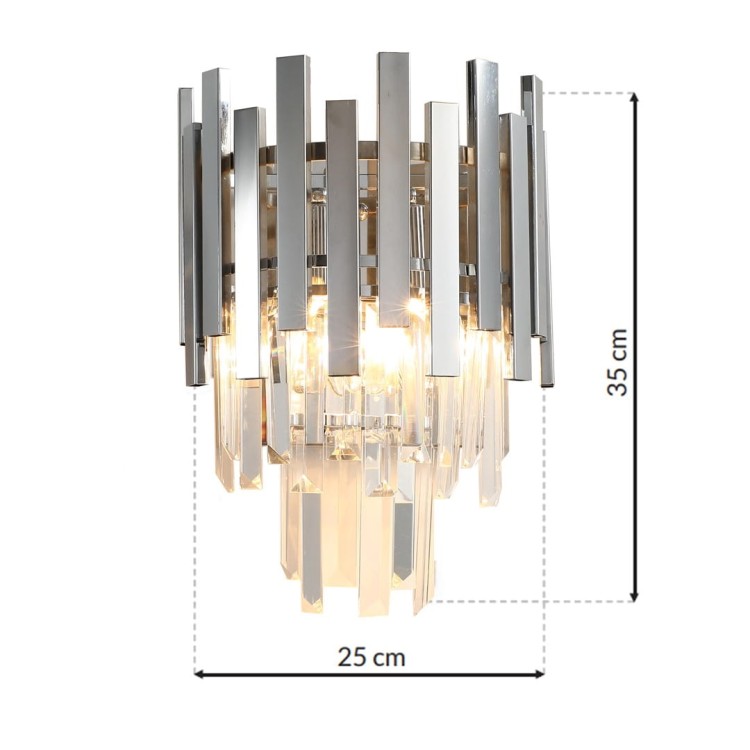 Lampa ścienna Kinkiet ASPEN CHROME 2xE14 ML5995 Milagro 2x E14 nowoczesna oprawa oświetleniowa okrągła kryształy kryształ szkło chrom podwójny Inspiracje Premium