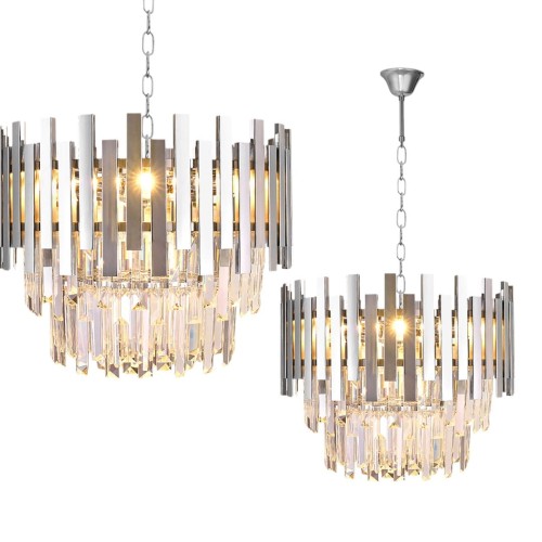 Lampa sufitowa wisząca żyrandol ASPEN CHROME 6xE14 ML5996 Milagro 6x E14 45cm nowoczesna oprawa oświetleniowa okrągła kryształy kryształ chrom zwis Inspiracje Premium