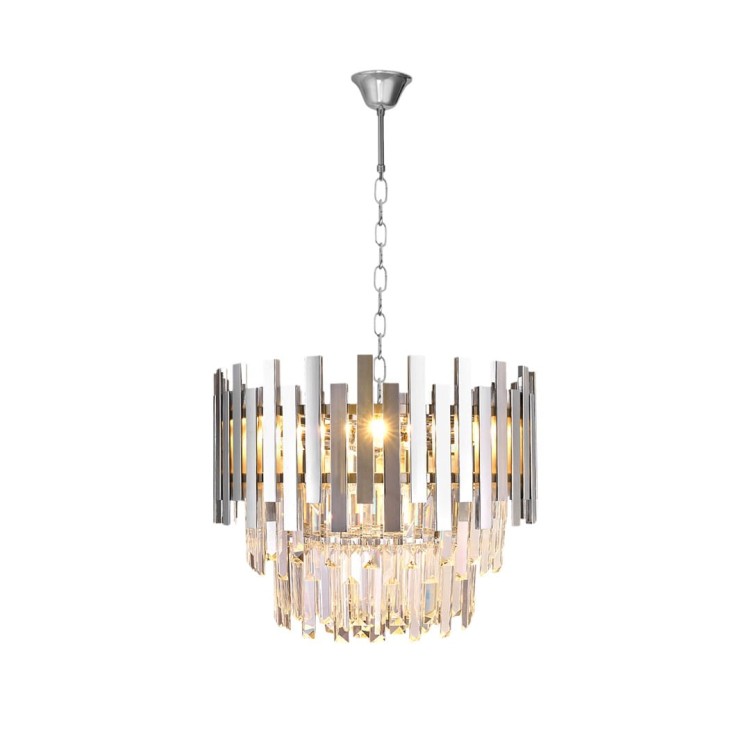 Lampa sufitowa wisząca żyrandol ASPEN CHROME 6xE14 ML5996 Milagro 6x E14 45cm nowoczesna oprawa oświetleniowa okrągła kryształy kryształ chrom zwis Inspiracje Premium