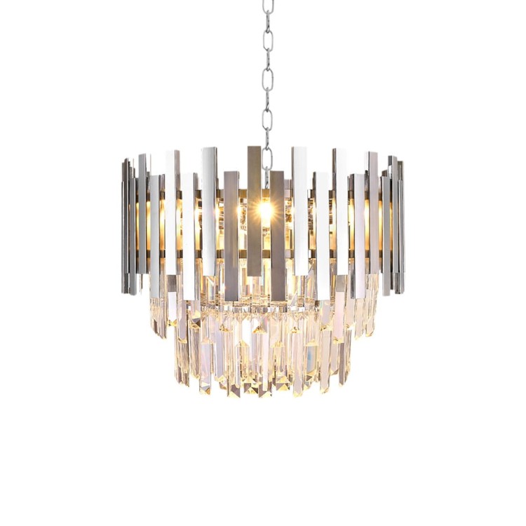 Lampa sufitowa wisząca żyrandol ASPEN CHROME 6xE14 ML5996 Milagro 6x E14 45cm nowoczesna oprawa oświetleniowa okrągła kryształy kryształ chrom zwis Inspiracje Premium