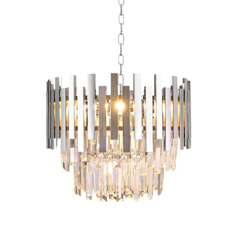 Lampa sufitowa wisząca żyrandol ASPEN CHROME 6xE14 ML5996 Milagro 6x E14 45cm nowoczesna oprawa oświetleniowa okrągła kryształy kryształ chrom zwis Inspiracje Premium