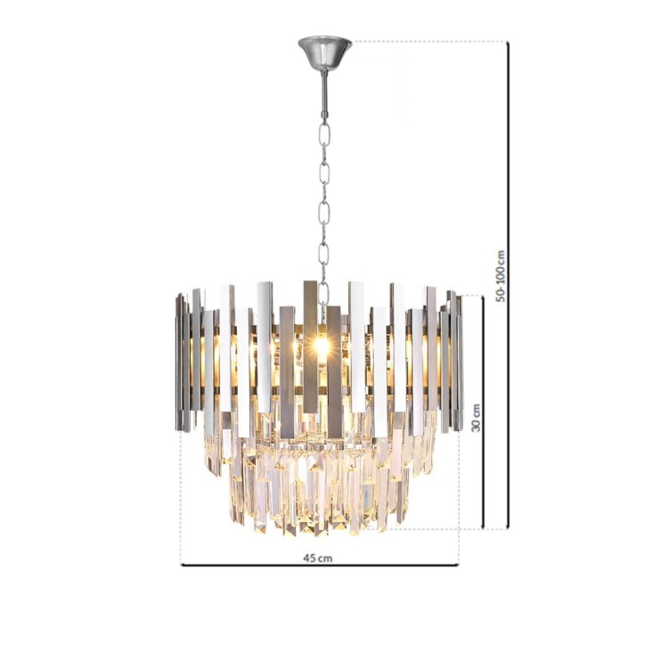Lampa sufitowa wisząca żyrandol ASPEN CHROME 6xE14 ML5996 Milagro 6x E14 45cm nowoczesna oprawa oświetleniowa okrągła kryształy kryształ chrom zwis Inspiracje Premium