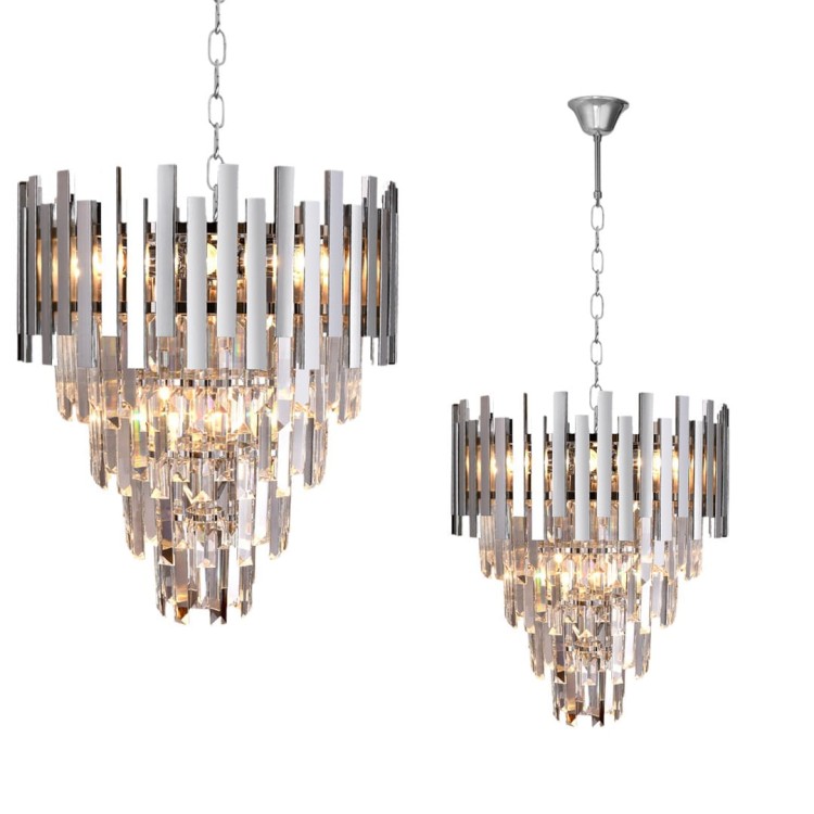 Lampa sufitowa wisząca żyrandol ASPEN II CHROME 9xE14 ML5997 Milagro 9x E14 45cm nowoczesna oprawa oświetleniowa okrągła kryształy kryształ chrom zwis Inspiracje Premium