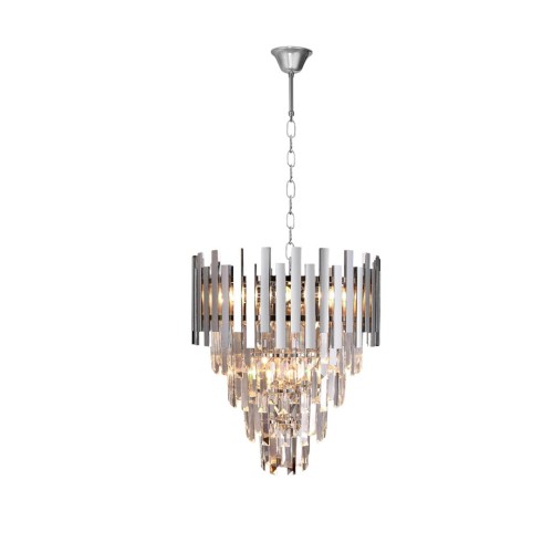 Lampa sufitowa wisząca żyrandol ASPEN II CHROME 9xE14 ML5997 Milagro 9x E14 45cm nowoczesna oprawa oświetleniowa okrągła kryształy kryształ chrom zwis Inspiracje Premium