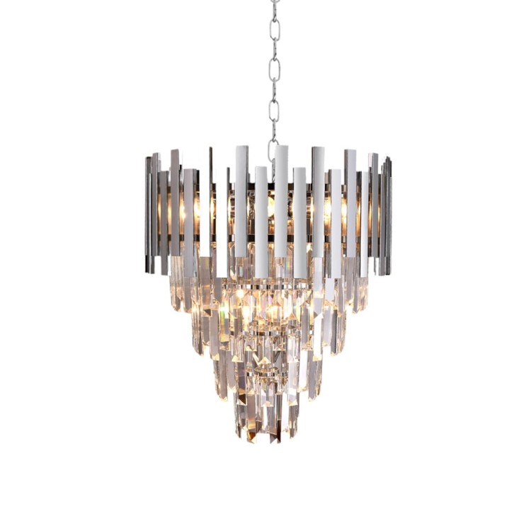 Lampa sufitowa wisząca żyrandol ASPEN II CHROME 9xE14 ML5997 Milagro 9x E14 45cm nowoczesna oprawa oświetleniowa okrągła kryształy kryształ chrom zwis Inspiracje Premium