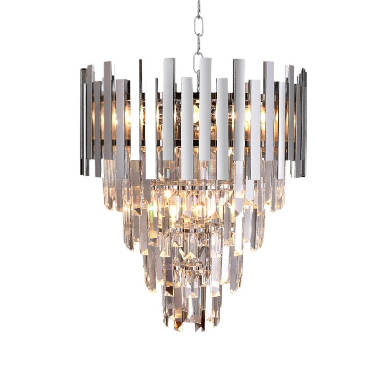 Lampa sufitowa wisząca żyrandol ASPEN II CHROME 9xE14 ML5997 Milagro 9x E14 45cm nowoczesna oprawa oświetleniowa okrągła kryształy kryształ chrom zwis Inspiracje Premium