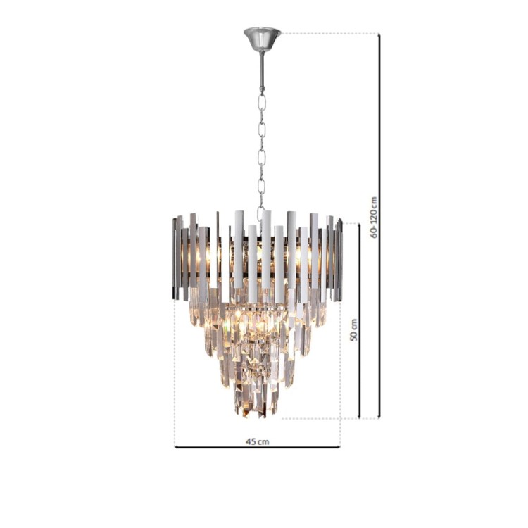 Lampa sufitowa wisząca żyrandol ASPEN II CHROME 9xE14 ML5997 Milagro 9x E14 45cm nowoczesna oprawa oświetleniowa okrągła kryształy kryształ chrom zwis Inspiracje Premium