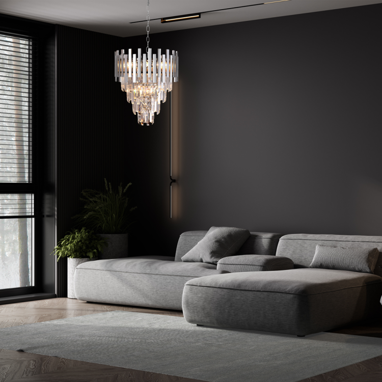 Lampa sufitowa wisząca żyrandol ASPEN II CHROME 9xE14 ML5997 Milagro 9x E14 45cm nowoczesna oprawa oświetleniowa okrągła kryształy kryształ chrom zwis Inspiracje Premium