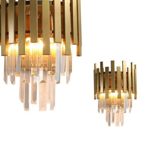 Lampa ścienna Kinkiet ASPEN GOLD 2xE14 ML5998 Milagro 2x E14 nowoczesna oprawa oświetleniowa okrągła kryształy kryształ szkło złoty złota podwójny Inspiracje Premium