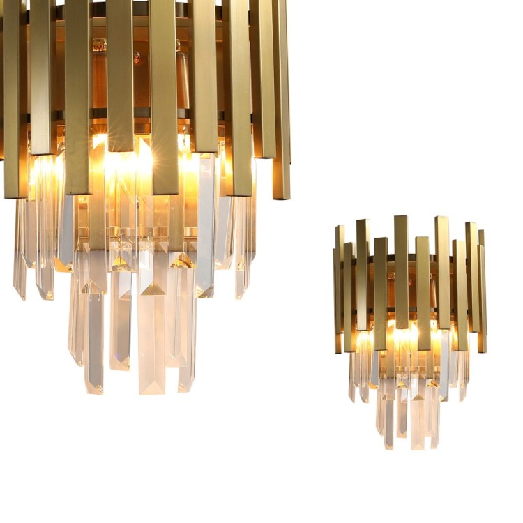Lampa ścienna Kinkiet ASPEN GOLD 2xE14 ML5998 Milagro 2x E14 nowoczesna oprawa oświetleniowa okrągła kryształy kryształ szkło złoty złota podwójny Inspiracje Premium