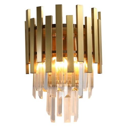 Lampa ścienna Kinkiet ASPEN GOLD 2xE14 ML5998 Milagro 2x E14 nowoczesna oprawa oświetleniowa okrągła kryształy kryształ szkło złoty złota podwójny Inspiracje Premium