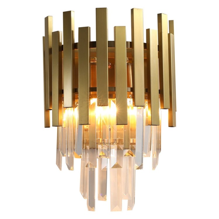 Lampa ścienna Kinkiet ASPEN GOLD 2xE14 ML5998 Milagro 2x E14 nowoczesna oprawa oświetleniowa okrągła kryształy kryształ szkło złoty złota podwójny Inspiracje Premium