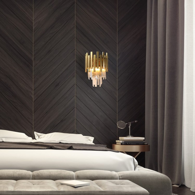 Lampa ścienna Kinkiet ASPEN GOLD 2xE14 ML5998 Milagro 2x E14 nowoczesna oprawa oświetleniowa okrągła kryształy kryształ szkło złoty złota podwójny Inspiracje Premium