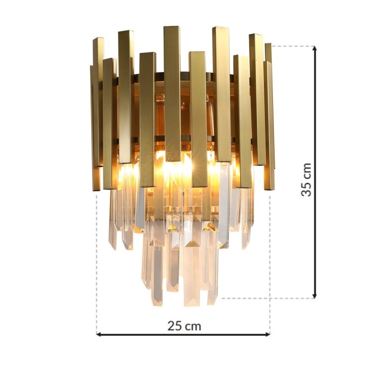Lampa ścienna Kinkiet ASPEN GOLD 2xE14 ML5998 Milagro 2x E14 nowoczesna oprawa oświetleniowa okrągła kryształy kryształ szkło złoty złota podwójny Inspiracje Premium