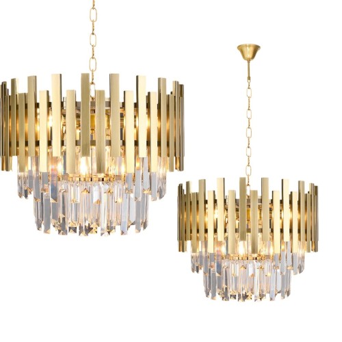 Lampa sufitowa wisząca żyrandol ASPEN GOLD 6xE14 ML5999 Milagro 6x E14 45cm nowoczesna oprawa oświetleniowa okrągła kryształy kryształ złoty złota zwis Inspiracje Premium