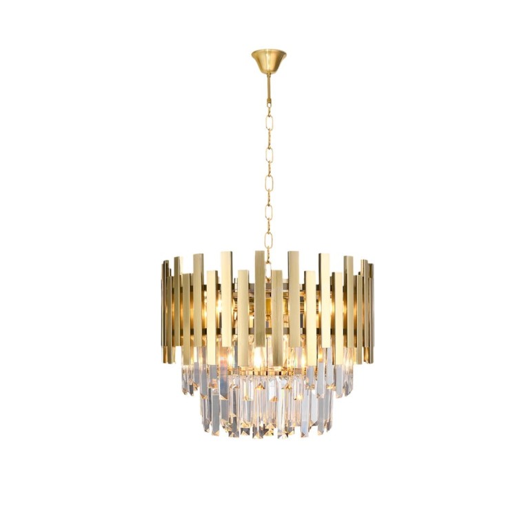 Lampa sufitowa wisząca żyrandol ASPEN GOLD 6xE14 ML5999 Milagro 6x E14 45cm nowoczesna oprawa oświetleniowa okrągła kryształy kryształ złoty złota zwis Inspiracje Premium